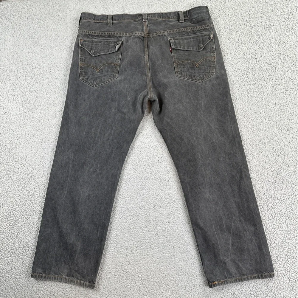 Levi's 569 Loose Fit Straight Leg Jeans Men 42x32 Grey Flap Pocket Work Preppy